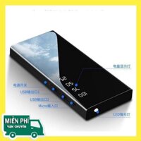 ✪ Pin Sạc Dự Phòng mini Siêu Mỏng Mặt Kính Nhỏ Gọn Power Bank 20.000 mAh Sạc kép đèn LED - HÀNG XỊN