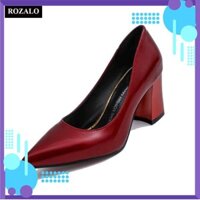 [ Polij Win) Giày cao gót nữ 7cm đế vuông gót trụ ROZALO RM68687 . Wouy