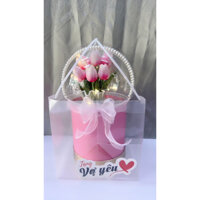 [ Quà tặng] Bó hoa bóng tulip có đèn led full túi thiệp