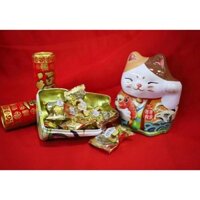 [ Quà tết - tài lộc ] Combo 2 hộp Kẹo socola la Mèo thần tài Hộp thiếc làm quà biếu tặng sang chảnh lịch sự
