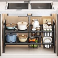 [ Quá Tiện Lợi ] Kệ Gầm Bếp Để Đồ Dưới Bồn Rửa, Kệ Để Đồ Gia Vị , Bát Đĩa Xoong Nồi Có Giỏ  Đựng Tiện Lợi