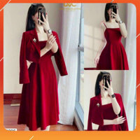 [ Quack.Quack ] Đầm Đồ Đẹp ⚡𝙎𝙄𝙀̂𝙐 𝙎𝘼𝙇𝙀⚡ Set Bộ Đầm Dáng Xòe 2 Dây Kèm Áo Khoác Dài tay - 78078