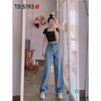 🍓 Quần baggy jean ống suông lưng cao