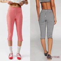 [] -Quần Capri dài đến đầu gối kẻ sọc eo thấp 3 / 4 dành cho nữ thường ngày