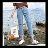 [ QUẦN JEAN BAGGY Nữ N11 ] Xanh rách gối