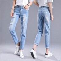 [ QUẦN JEAN BAGGY Nữ N15 ] Rách nhiều màu xanh nhạt
