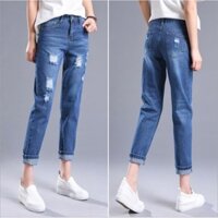 [ QUẦN JEAN BAGGY Nữ N16 ] Xanh đậm rách nhiều