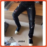 . 🔥 QUẦN JEAN NAM BIKER HỌA TIẾT CHIM THÊU, VẢY SƠN 🌺 . .