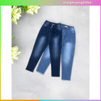 ✨ Quần Jean Nữ Lưng Thun - Quần Jean 9 Tấc Ống Ôm Lai Tua, Quần Bò Cạp Chun Vải Dày Đẹp Co Giãn