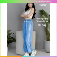 🌟 Quần Jean Nữ - Quần Dài Ống Rộng 2 Sọc Trắng Phong Cách Thể Thao