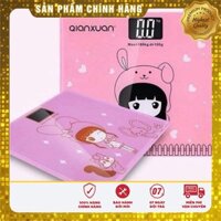 [ Rẻ & Bền ] Cân sức khỏe cường lực Vuông họa tiết 3D nhỏ gọn tiện dụng ( vỏ Hồng )