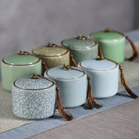 ( rẻ mà chất lượng) Long Tuyền Qijun men ngọc kín bình trà gốm hộp đóng gói du lịch trà di động kho