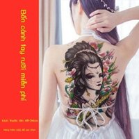 ( rẻ mà chất lượng)Toàn bộ lưng hình xăm dán nam nữ chống nước lâu dài hình lớn geisha Huadan vẻ đẹp gợi cảm mô phỏng hì