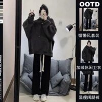 [ Rẻ Vô Địch] Set Bộ Thủ Đông Quần Ống Rộng Dây Rút Bản Tổ + Mix Áo HoodieZip Form Rộng
