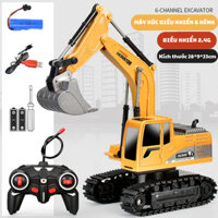 [ RẺ VÔ ĐỊCH ] Xe Múc Cát Gàu Sắt - Xe Cuốc Điều Khiển Từ Xa Bánh Xích Sạc Pin -  Di Chuyển 6 Kênh Cho Bé