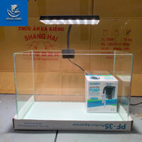 { RẺ VÔ ĐỐI } Bể Cá Kính Đúc 35cm Mini Kèm Đèn Lọc, Dài 35cm Rộng 21cm Cao 23cm - Bể Cá Cảnh Mini Siêu rẻ SIÊU RẺ