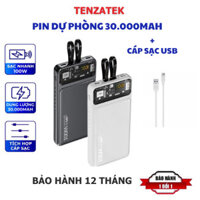 . Sạc dự phòng TZ100 30000mah pin dự phòng màn hình Led tích hợp tích hợp 2 đầu sạc tiện dụng TENZATEK .