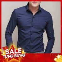 ( SALE GIÁ SỐC) Áo sơ mi nam xanh dương đẹp, thanh lịch, sang chảnh, dành cho công sở, đi đám cưới, sinh nhật, hẹn hò, đ