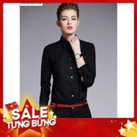 ( SALE GIÁ SỐC) Áo sơ mi nữ đen công sở sang trọng thoáng mát, không nhăn, dễ ủi.