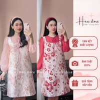 🆘 SALE SỐC 🆘 [ Váy bầu tết ] Váy suông gấm hoa nổi tay tơ