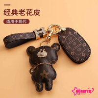 ( Sale Sốc ) Bao Da Chìa khóa bằng da in họa tiết sang trọng cho xe hơi Hyundai Santafe Tucson Sonata .