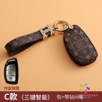 ( Sale Sốc ) Bao Da Chìa khóa bằng da in họa tiết sang trọng cho xe hơi Hyundai Santafe Tucson Sonata .