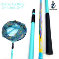( SALE ) Vợt Carbon BEIXIANG HOA BĂNG câu cá cán 2m1, 2m4, 2m7 & Vành 40cm, tay cầm cao su, bền đẹp chất lượng.