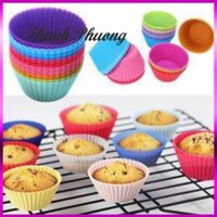 { SALE221 } 10 cup cake silicon dùng nướng bánh tái sử dụng tiện lợi ( Hàng NEW )