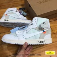 ( Sales 11-11) (Full box) Giày thể thao cổ cao AIR JORDAN 1 off white trắng | Full box nhé | < . . * Du ri ₙ