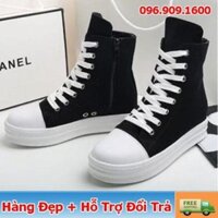 ( Sales 11-11) Giày Thể Thao Sneaker Rick Owen Đen Cổ Cao , Khóa Bạc | Full box nhé | < . . * Du ri