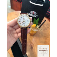( Sẵn 2 màu dây đen- nâu ) Đồng hồ nam Orient Bambino Gen 1 FAC00002W0 mặt trắng viền vàng hồng case 40.5mm. 3atm