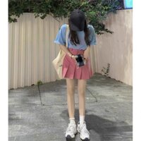 [ SẴN ] Áo thun xanh + chân váy hồng ( có bán lẻ )