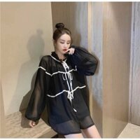 [ Sẵn ] Áo Voan Viền Trắng Tiểu Thư ( Có ảnh thật)