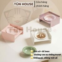 [ Sẵn] Bát ăn sứ cho thú cưng, bát ăn chống gù cho chó mèo- Tũn House