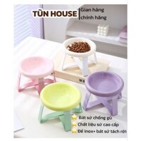 [ Sẵn] Bát ăn sứ chống gù và mỏi cổ cho thú cưng- Tũn House