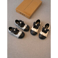 ( Sẵn Be Size 28 , Bạc Size 33-34)Giày Búp Bê Phối Màu Quai Ngang Đính Nơ Phong Cách Tiểu Thư Xinh Cho Bé