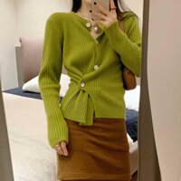 ( sẵn cốm ) Áo len nữ cài cúc phong cách Hàn Quốc Liuliu.house, Áo len đũa dày, Hàng Quảng Châu loại 1
