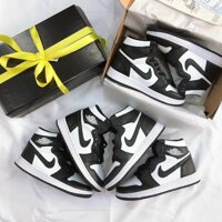🐕 SẴN Giày Sneaker Nam Nữ Đen Trắng, Giày Nike Air Jordan 1 JD1 Panda High Cổ Cao Bản Da Xịn ,