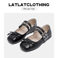 [ SẴN- HOẢ TỐC 2H ] Giày lolita đế lười, hai quai xỏ phong cách dễ thương - Đế chống trơn trượt, có độ bám tốt - 22