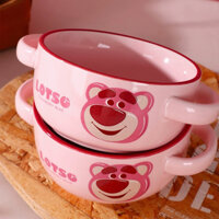 [ SẴN - HOẢ TỐC ]Tô / Bát có 2 quai tay cầm gốm sứ Gấu Dâu Lotso hàng chính hãng Disney cao cấp