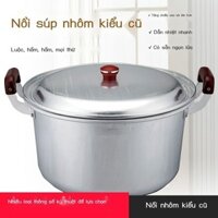 ( Sẵn) Nồi nhôm lớn kiểu cũ nồi hợp kim nhôm dày hai tai gia đình nồi súp nhỏ nước sôi nồi lớn nồi