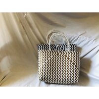 { SẢN PHẨM TIỆN DỤNG} Giỏ Bằng Nhựa Đan Quai xách Bằng Da Thích Hợp Dùng Để Đi Chợ Hoặc Làm Quà Tặng Cho Bạn Bè