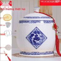 ( Sẵn) Thùng đựng gạo bằng gốm sứ Cảnh Đức Trấn 5.0kg10.0kg15.0kg có nắp hộp đựng gạo kín chống ẩm