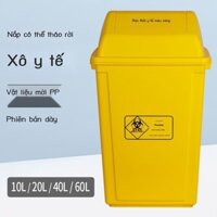 ( Sẵn) Thùng rác y tế, xô nắp lắc y tế, thùng rác nhựa dày màu vàng đẩy phân loại 5L10L20L40L60L