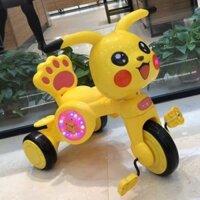 ( Sẵn) Xe ba bánh trẻ em 1-3-5 tuổi nam nữ bé lớn Pikachu đèn nhạc xe đẩy xe đạp xe đạp