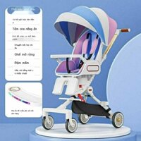 ( Sẵn) Xe đẩy em bé nhẹ gấp một cú nhấp chuột có thể ngồi và nằm, xe đẩy em bé hai chiều tầm nhìn c