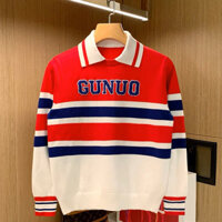 | Sẵn XL Đỏ | Áo len nam, áo len cổ Polo màu sắc phối màu nổi bật họa tiết lông đính thêu chất dày dặn thời trang 2024