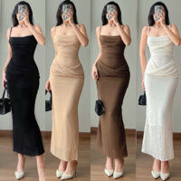 𝐃𝟐𝐓 𝐎𝐅𝐅𝐈𝐂𝐈𝐀𝐋 (Sẵn Ship Hoả Tốc) Đầm Body Cổ Đổ Nhẹ Xoắn Eo Ôm Body Tôn Dáng Chất Thun Co Giãn Độc Đáo 𝐃𝟐𝐓 𝐎𝐅𝐅𝐈𝐂𝐈𝐀𝐋