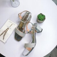 ✿ Sandal Cao gót Nữ 5p Đế vuông Quai Ngang Kim tuyến Đẹp Sang Chảnh Da Bóng Cao Cấp Chuẩn VNXK ✿