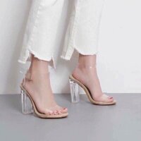 🆘 Sandal trong suốt gót vuông 10 phân giày cao gót màu nude hàng cao cấp full box ( có hộp)
